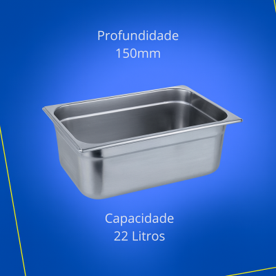 Cuba de 1/1 x 150mm de Profundidade Inox - 53 x 32,5cm