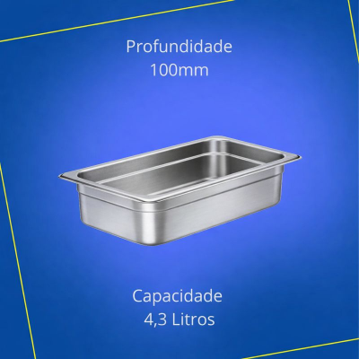 Cuba de 1/3 x 100mm de Profundidade Inox - 32,5 x 17,5cm