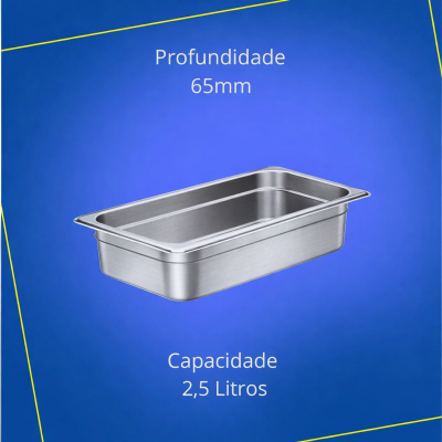 Cuba de 1/3 x 65mm de Profundidade Inox - 32,5 x 17,5cm