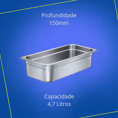Cuba de 1/4 x 150mm de Profundidade Inox - 26,5 x 16,2cm