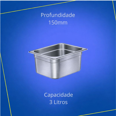 Cuba de 1/6 x 150mm de Profundidade Inox - 17,6 x 16,2cm