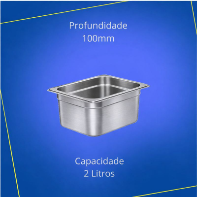 Cuba de 1/6 x 100mm de Profundidade Inox - 17,6 x 16,2cm