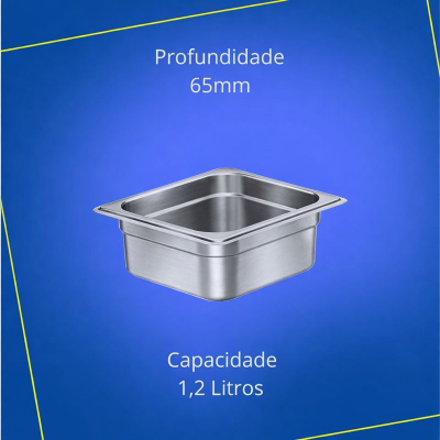 Cuba de 1/6 x 65mm de Profundidade Inox - 17,6 x 16,2cm