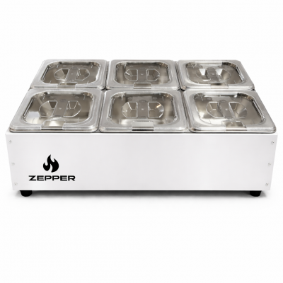 Condimentadora Central Refrigerada Branca 6 Cubas 1/6 - ZPCNR06