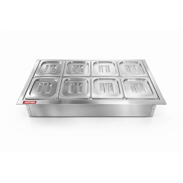 Condimentadora Embutida Refrigerada Inox 8 Cubas 1/6 - ZPCNR08E