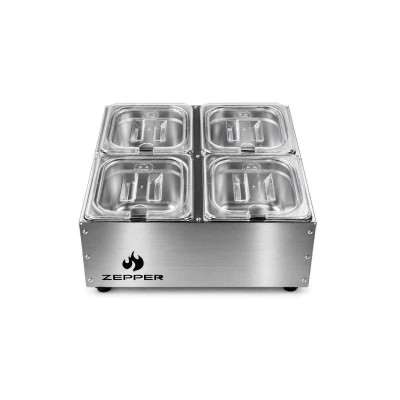 Condimentadora Central Refrigerada Inox 4 Cubas 1/6 - ZPCNR04