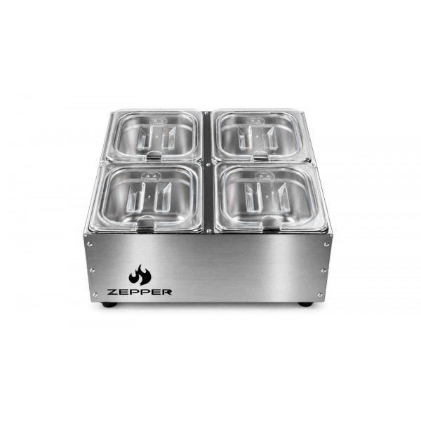 Condimentadora Central Refrigerada Inox 4 Cubas 1/6 - ZPCNR04