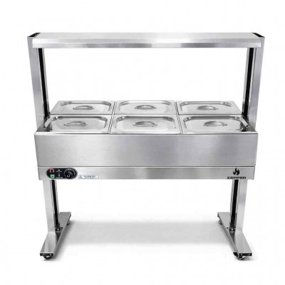 Buffet Elétrico 06 Cubas GN 1/2 x100mm com Rodízio | ZEPPER - ZPBF06-R