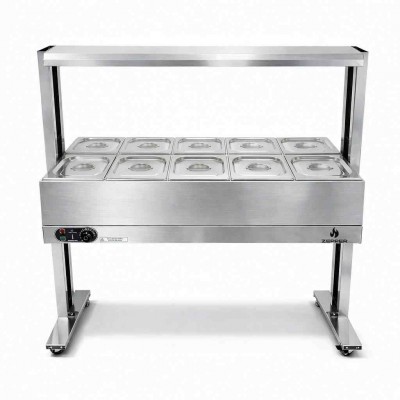 Buffet Elétrico 10 Cubas GN 1/2 x100mm com Rodízio  | ZEPPER - ZPBF10-R