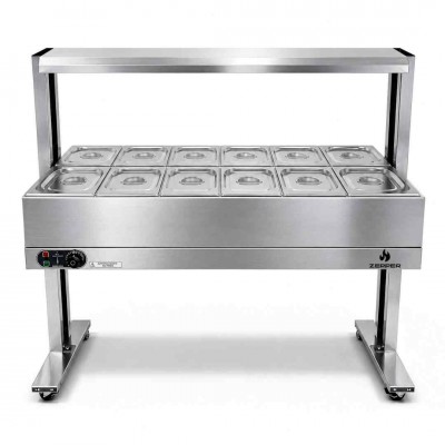 Buffet Elétrico 12 Cubas GN 1/2 x100mm com Rodízio  | ZEPPER - ZPBF12-R