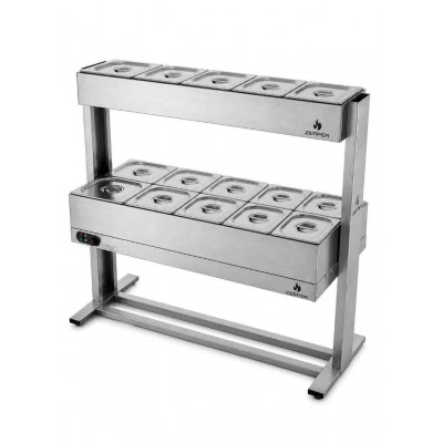 Buffet Quente e Frio 10 Cubas GN 1/2 x100mm com Rodízio | ZEPPER - ZPBFQF10-R