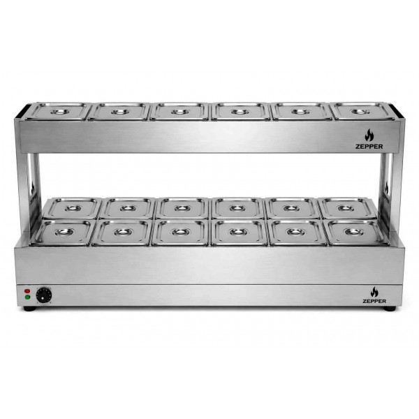 Buffet Quente e Frio 12 Cubas GN 1/2 x100mm | ZEPPER ZPBFQF12