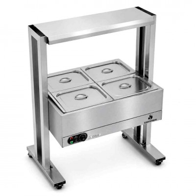 Buffet Elétrico 04 Cubas GN 1/2 x 100 mm com Rodízio | ZEPPER - ZPBF04-R