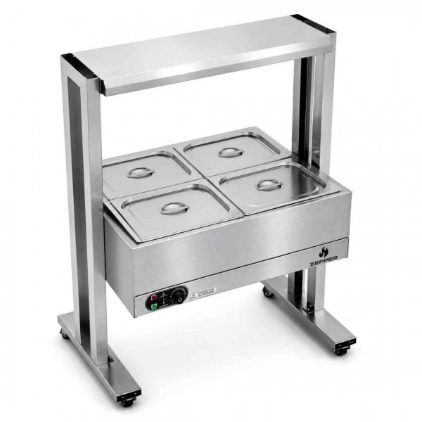 Buffet Elétrico 04 Cubas GN 1/2 x 100 mm com Rodízio | ZEPPER - ZPBF04-R
